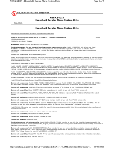 Page 1 of 3 NBSX.S4019 - Household Burglar Alarm System Units