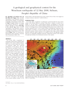 A geological and geophysical context for the Wenchuan earthquake