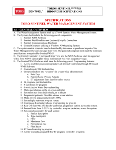 specifications toro sentinel water management system