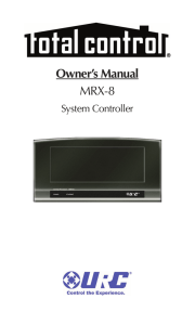 Owner`s Manual MRX-8 - Universal Remote Control