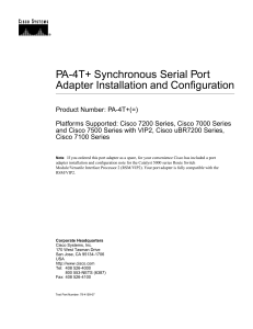 PA-4T+ Synchronous Serial Port Adapter Installation and