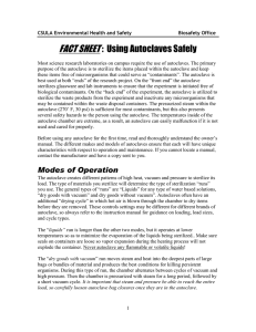 FACT SHEET : Using Autoclaves Safely