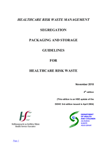 SEGREGATION PACKAGING AND STORAGE GUIDELINES FOR