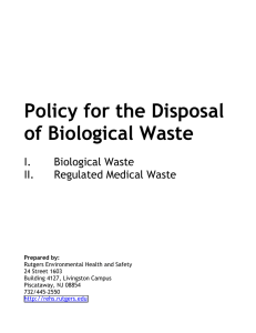 Policy for the Disposal of Regulated Medical Waste