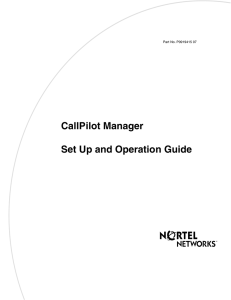 CallPilot Manager Set Up and Operation Guide