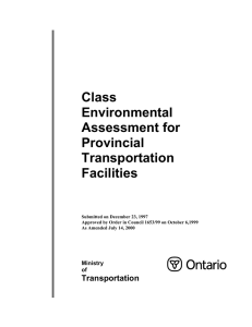 Class Environmental Assessment for Provincial