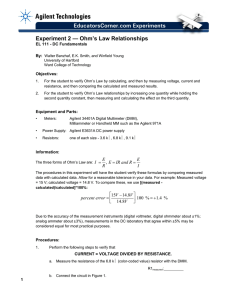 Experiment 2 — Ohm`s Law Relationships