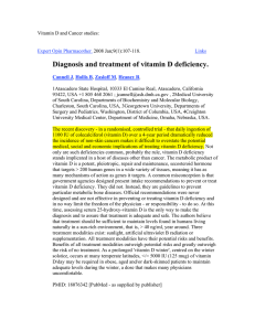 Diagnosis and treatment of vitamin D deficiency.
