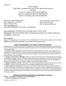 Course Syllabus EDSC 404P: Secondary Practicum II/The High