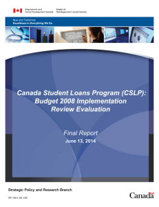 Canada Student Loans Program (CSLP): Budget 2008