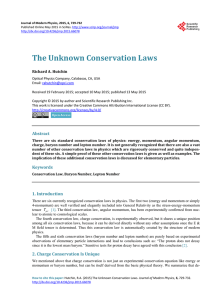 The Unknown Conservation Laws - Scientific Research Publishing