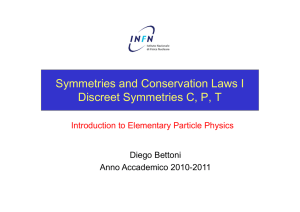 Symmetries and Conservation Laws I Discreet Symmetries C, P, T