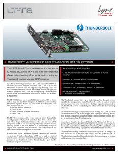 Thunderbolt LSlot expansion card for Lynx Aurora and Hilo converters