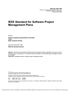 IEEE Standard For Software Project Management Plans
