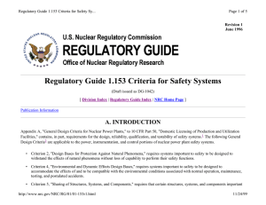 Regulatory Guide 1.153 Criteria for Safety Systems