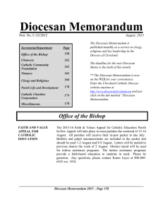 Diocesan Memorandum - Diocese of Cleveland