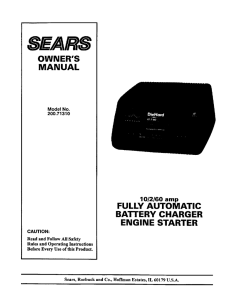 OWNER`S MANUAL FULLY AUTOMATIC BATTERY CHARGER