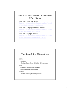 Non-Wires Alternatives to Transmission BPA - History