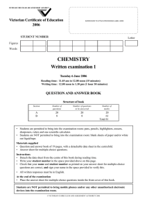 2006 Chemistry Written examination 1