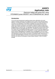 Electronic ballast with active PFC using STD3N62K3 power