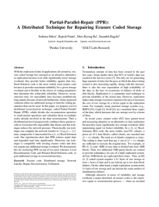 A Distributed Technique for Repairing Erasure Coded Storage