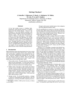 Solving Checkers - University of Alberta