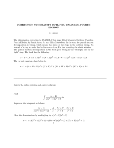 CORRECTION TO SCHAUM`S OUTLINES: CALCULUS, FOURTH