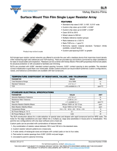 SLR Surface Mount Thin Film Single Layer Resistor Array