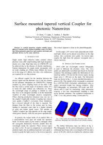 Surface mounted tapered vertical Coupler for photonic Nanowires