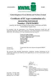 Certificate of EC type-examination of a measuring instrument