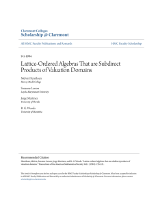 Lattice-Ordered Algebras That are Subdirect Products of Valuation