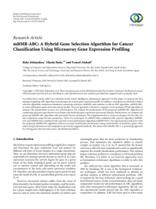 mRMR-ABC: A Hybrid Gene Selection Algorithm for Cancer