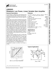 LMH6503 Wideband, Low Power, Linear Variable Gain Amplifier