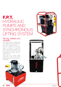 F.P.T. HYDRAULIC PUMPS AND SYNCHRONOUS LIFTING SYSTEM