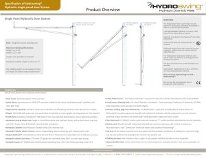Hydroswing® Hydraulic Single Panel Door System, Specification
