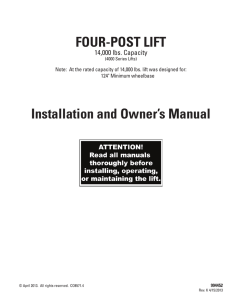 FOUR-POST LIFT Installation and Owner`s Manual