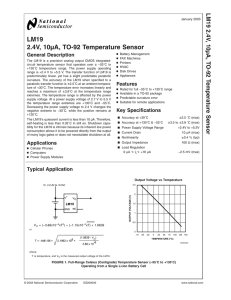 LM19 2.4V, 10µA, TO-92 Temperature Sensor