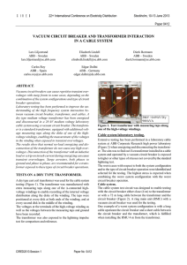 Vacuum circuit breaker and transformer interaction in a cable system