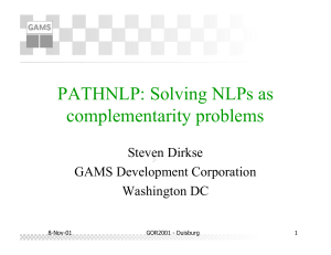 PATHNLP: Solving NLPs as complementarity problems