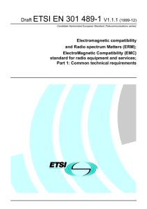EN 301 489-01 - V01.01.01 - Electromagnetic compatibility and