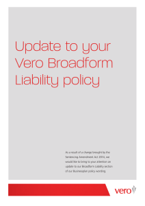 Update to your Vero Broadform Liability policy