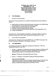 PARKWAY BELT WEST PLAN AMENDMENT No. 199