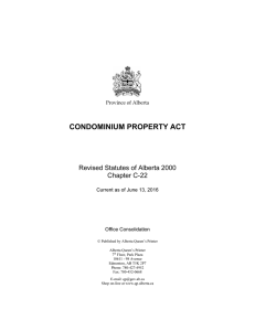 Condominium Property Act - Alberta