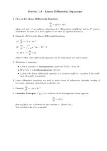 Section 1.8 - Linear Differential Equations