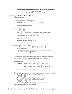 Methods of Solution of Selected Differential Equations