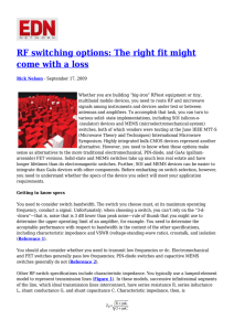 RF switching options: The right fit might come with a loss