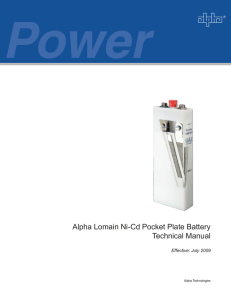 Alpha Lomain Ni-Cd Pocket Plate Battery Technical Manual