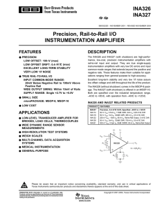 INA326, 327: Precision, Rail-To-Rail I/O Instrumentation Amplifier