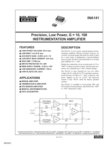 Precision, Low Power, G = 10, 100 Instrumentation Amplifier