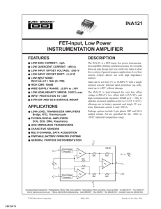 FET-Input, Low Power Instrumentation Amplifier